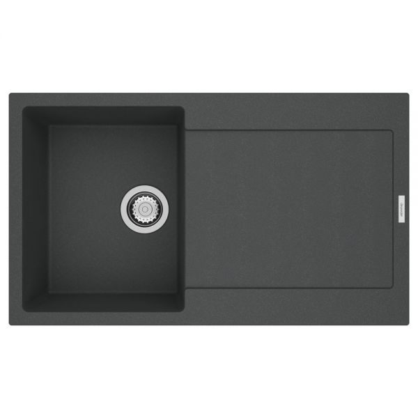 Clearwater Carina 1 Bowl Inset Basalt Granite Kitchen Sink with Drainer 860 x 500