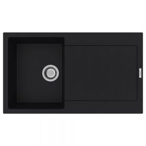 Clearwater Carina 1 Bowl Inset Nero Granite Kitchen Sink with Drainer 860 x 500