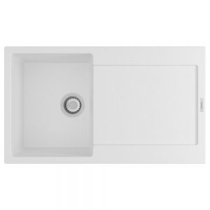 Clearwater Carina 1 Bowl Inset Polar Granite Kitchen Sink with Drainer 860 x 500