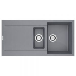 Clearwater Carina 1.5 One and a Half Bowl Inset Croma Granite Kitchen Sink with Drainer 1000 x 500