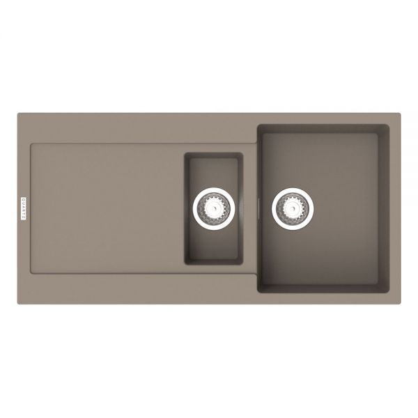 Clearwater Carina 1.5 One and a Half Bowl Inset Concrete Granite Kitchen Sink with Drainer 1000 x 500