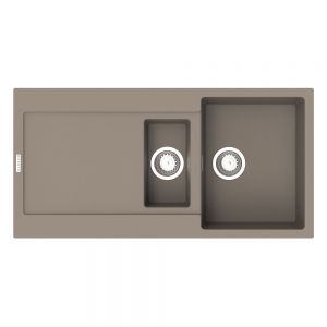 Clearwater Carina 1.5 One and a Half Bowl Inset Concrete Granite Kitchen Sink with Drainer 1000 x 500