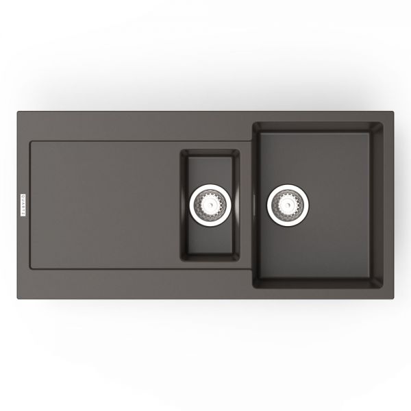 Clearwater Carina 1.5 One and a Half Bowl Inset Mocha Granite Kitchen Sink with Drainer 1000 x 500