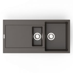 Clearwater Carina 1.5 One and a Half Bowl Inset Mocha Granite Kitchen Sink with Drainer 1000 x 500