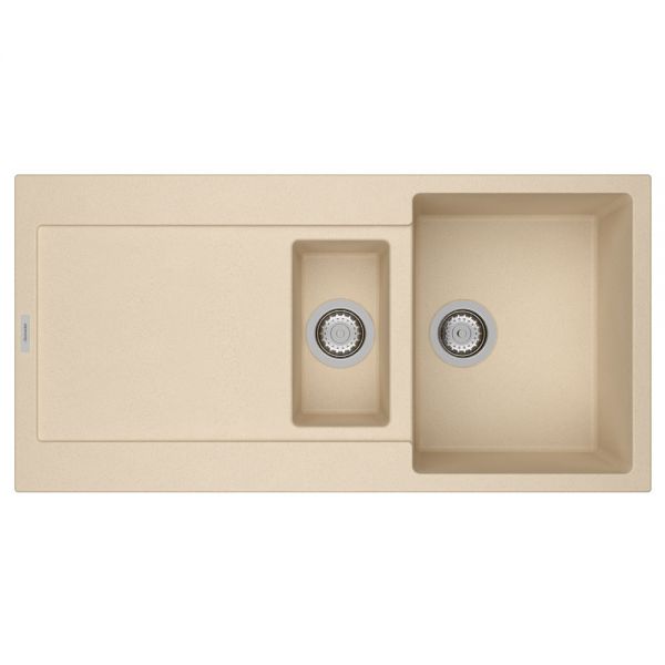 Clearwater Carina 1.5 One and a Half Bowl Inset Moonstone Granite Kitchen Sink with Drainer 1000 x 500