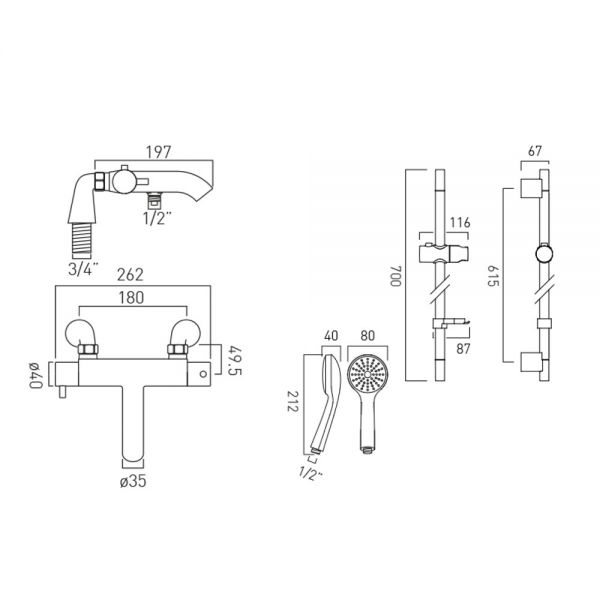 Vado Celsius Exposed Thermostatic Shower Set #2
