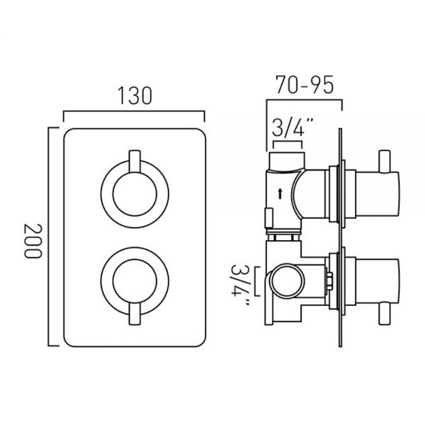 Vado Single Outlet Celsius Wall Mounted Concealed Thermostatic Valve CEL148DSQCP #2