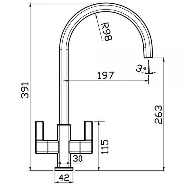 Clearwater Cherika C Twin Lever Matt Black Monobloc Kitchen Sink Mixer Tap #2