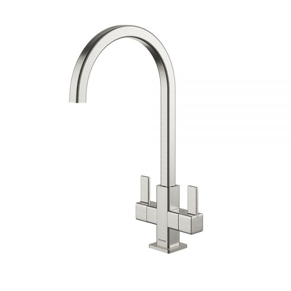 Clearwater Cherika C Twin Lever Brushed Nickel Monobloc Kitchen Sink