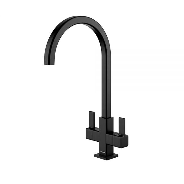 Clearwater Cherika C Twin Lever Matt Black Monobloc Kitchen Sink Mixer Tap