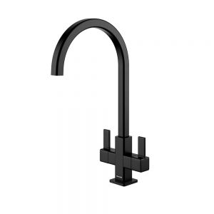 Clearwater Cherika C Twin Lever Matt Black Monobloc Kitchen Sink Mixer Tap