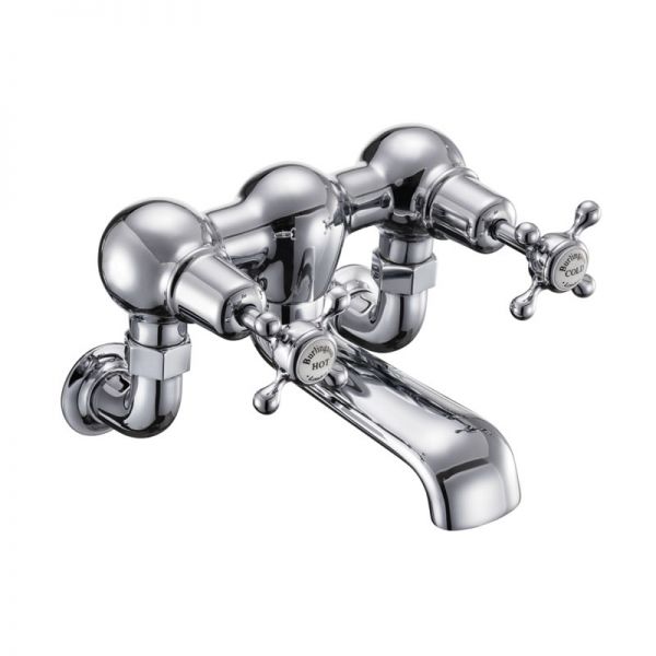 Burlington Claremont Chrome Wall Mounted Bath Filler Tap With White Indices CL24