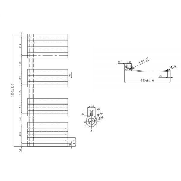 JTP Cleo 1400 x 550 Chrome Designer Towel Rail #2