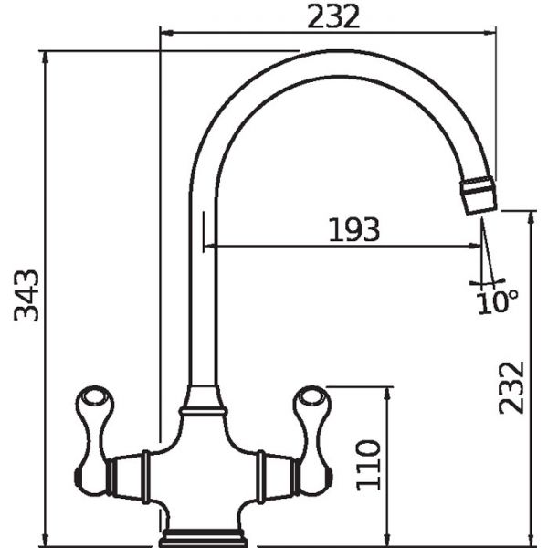 Clearwater Coriolis Twin Lever Chrome Monobloc Kitchen Sink Mixer Tap #2