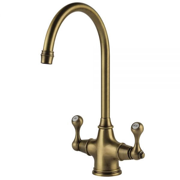 Clearwater Coriolis Twin Lever Brushed Bronze Monobloc Kitchen Sink Mixer Tap