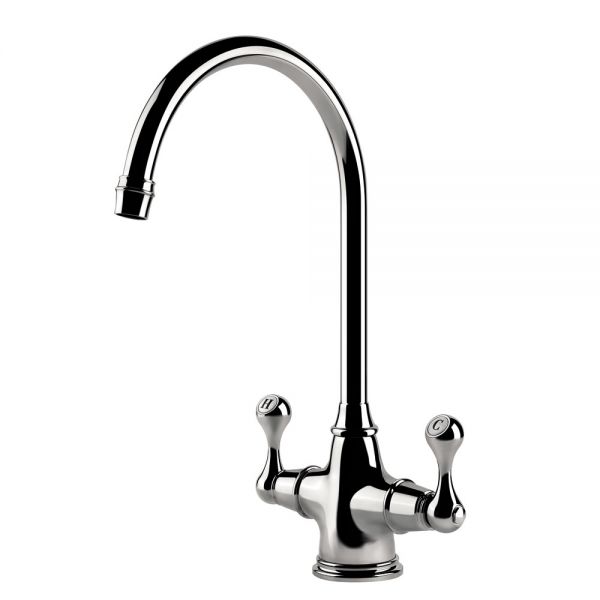 Clearwater Coriolis Twin Lever Chrome Monobloc Kitchen Sink Mixer Tap