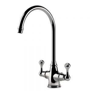 Clearwater Coriolis Twin Lever Chrome Monobloc Kitchen Sink Mixer Tap