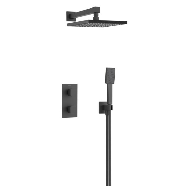 Bristan Cobalt Matt Black 2 Outlet Shower Pack with Overhead Shower and Handset