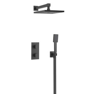 Bristan Cobalt Matt Black 2 Outlet Shower Pack with Overhead Shower and Handset