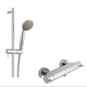 JTP Techno Chrome Slide Rail Kit with Thermostatic Exposed Bar Shower Valve and Handset