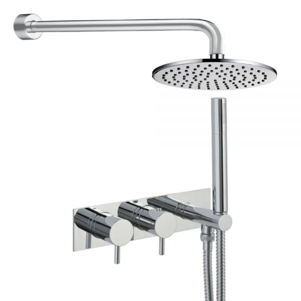 JTP Florence Chrome Thermostatic Two Outlet Shower Valve Kit with Attached Handset
