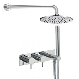 JTP Florence Chrome Thermostatic Two Outlet Shower Valve Kit with Attached Handset