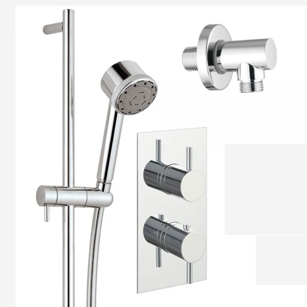 JTP Florence Chrome Thermostatic Single Outlet Shower Valve Kit with Outlet Elbow