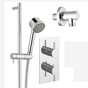 JTP Florence Chrome Thermostatic Single Outlet Shower Valve Kit with Outlet Elbow