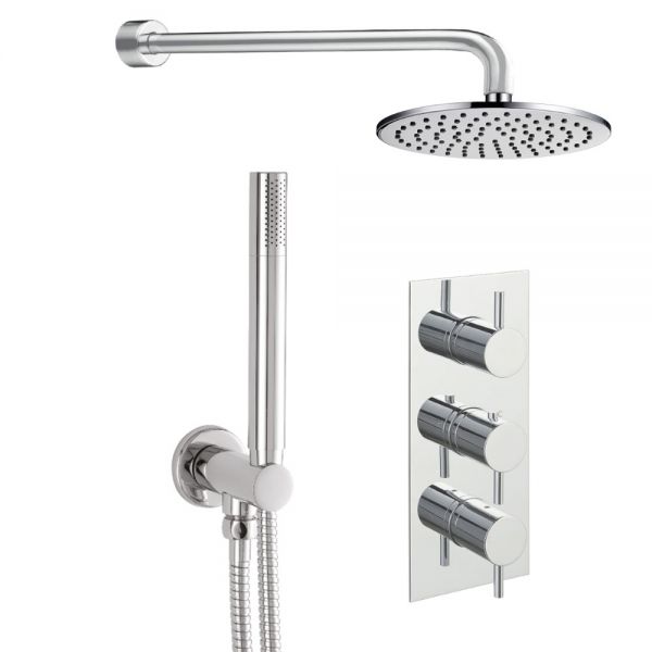 JTP Florence Chrome Thermostatic Two Outlet Shower Kit with 3 Handle Valve