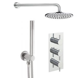 JTP Florence Chrome Thermostatic Two Outlet Shower Kit with 3 Handle Valve