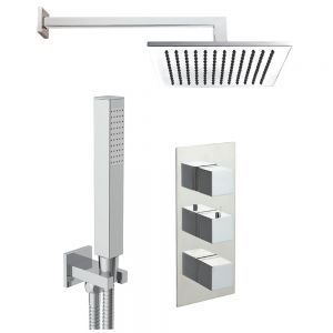 JTP Athena Chrome Thermostatic Two Outlet Shower Kit with 3 Handle Valve