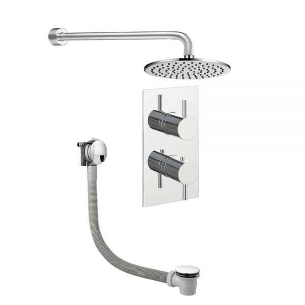 JTP Florence Chrome Thermostatic Two Outlet Bath Kit with Shower and Bath Filler