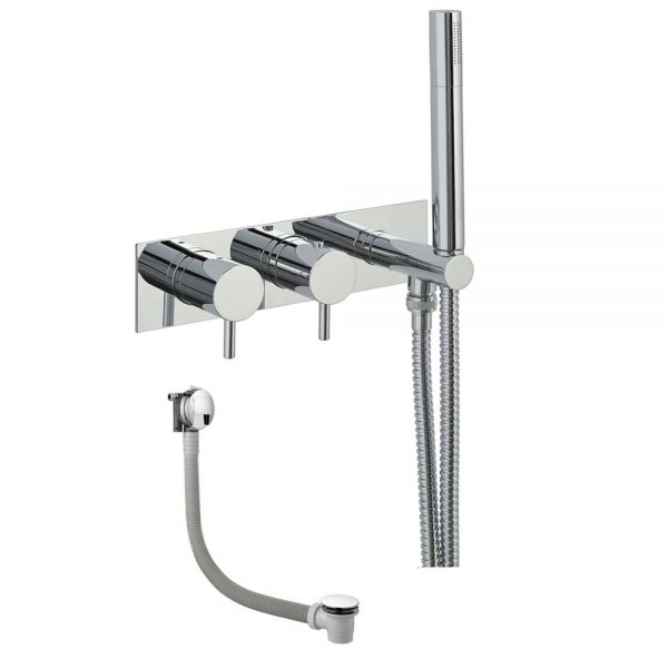 JTP Florence Chrome Thermostatic Two Outlet Bath Kit with Handset and Bath Filler