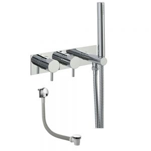 JTP Florence Chrome Thermostatic Two Outlet Bath Kit with Handset and Bath Filler