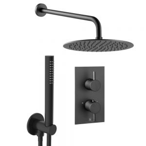 JTP VOS Matt Black Thermostatic Two Outlet Shower Kit