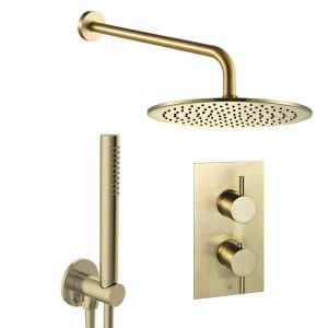 JTP VOS Brushed Brass Thermostatic Two Outlet Shower Kit