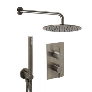 JTP VOS Brushed Black Thermostatic Two Outlet Shower Kit
