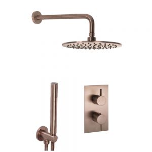 JTP VOS Brushed Bronze Thermostatic Two Outlet Shower Kit