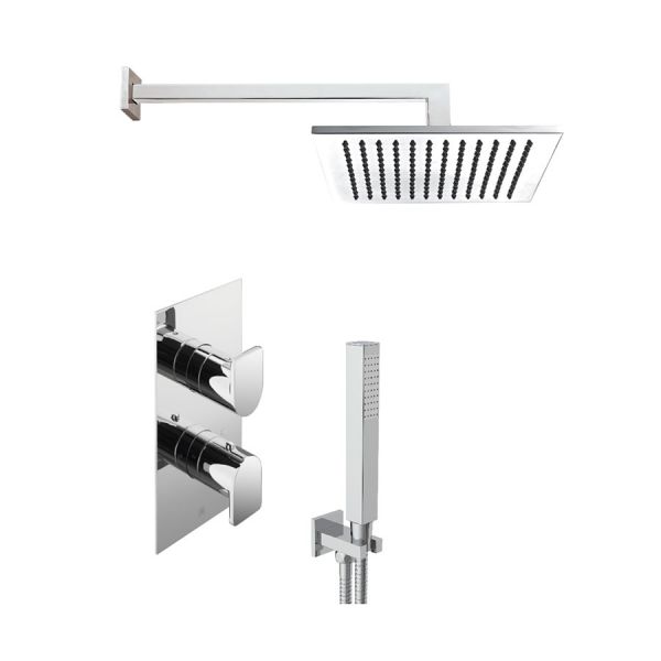 JTP Form Chrome Square Thermostatic Two Outlet Shower Kit