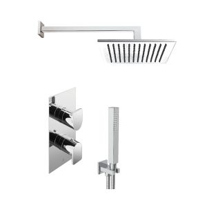 JTP Form Chrome Square Thermostatic Two Outlet Shower Kit