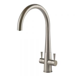 Clearwater Corona C Twin Lever Brushed Nickel Monobloc Kitchen Sink Mixer Tap