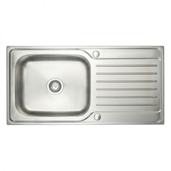 Prima Stainless Steel Deep Single Bowl and Drainer Inset Kitchen Sink