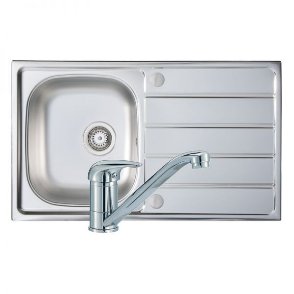 Prima Compact Stainless Steel Sink and Single Lever Kitchen Tap Pack