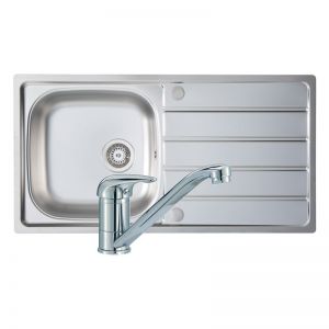 Prima Stainless Steel Single Bowl Sink and Single Lever Kitchen Tap Pack