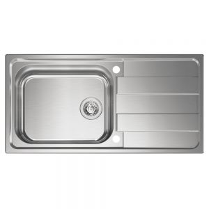 Clearwater Cresta 1 Large Bowl Inset Stainless Steel Kitchen Sink with Drainer 1000 x 500