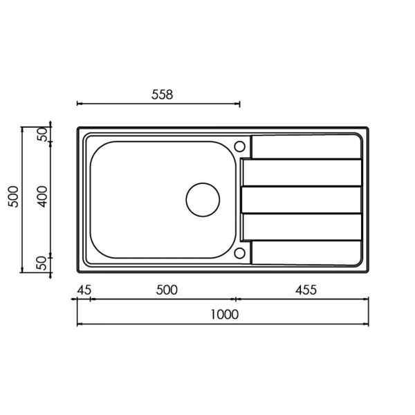 Clearwater Cresta 1 Large Bowl Inset Stainless Steel Kitchen Sink with Drainer 1000 x 500 #2