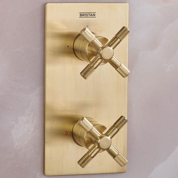 Bristan Cruzar Brushed Brass 2 Outlet Shower Pack with Overhead Shower and Handset #4