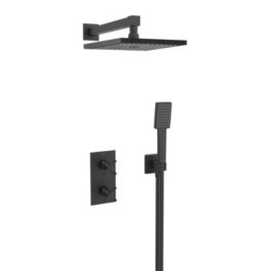 Bristan Cruzar Matt Black 2 Outlet Shower Pack with Overhead Shower and Handset