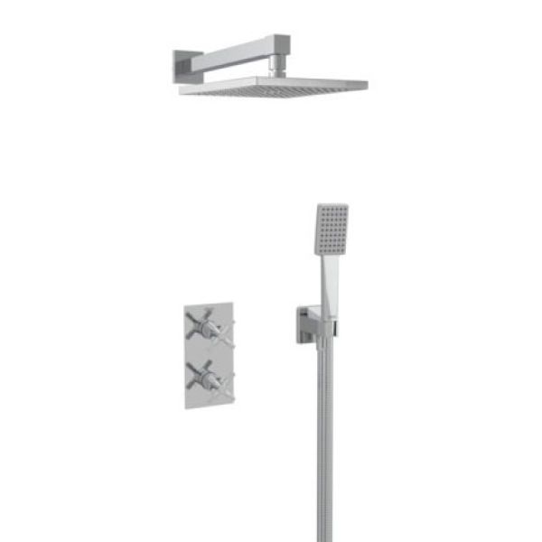Bristan Cruzar Chrome 2 Outlet Shower Pack with Overhead Shower and Handset