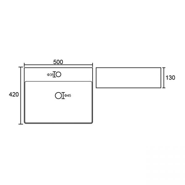 Kartell Essential 500 x 420mm One Tap Hole Countertop Basin #2